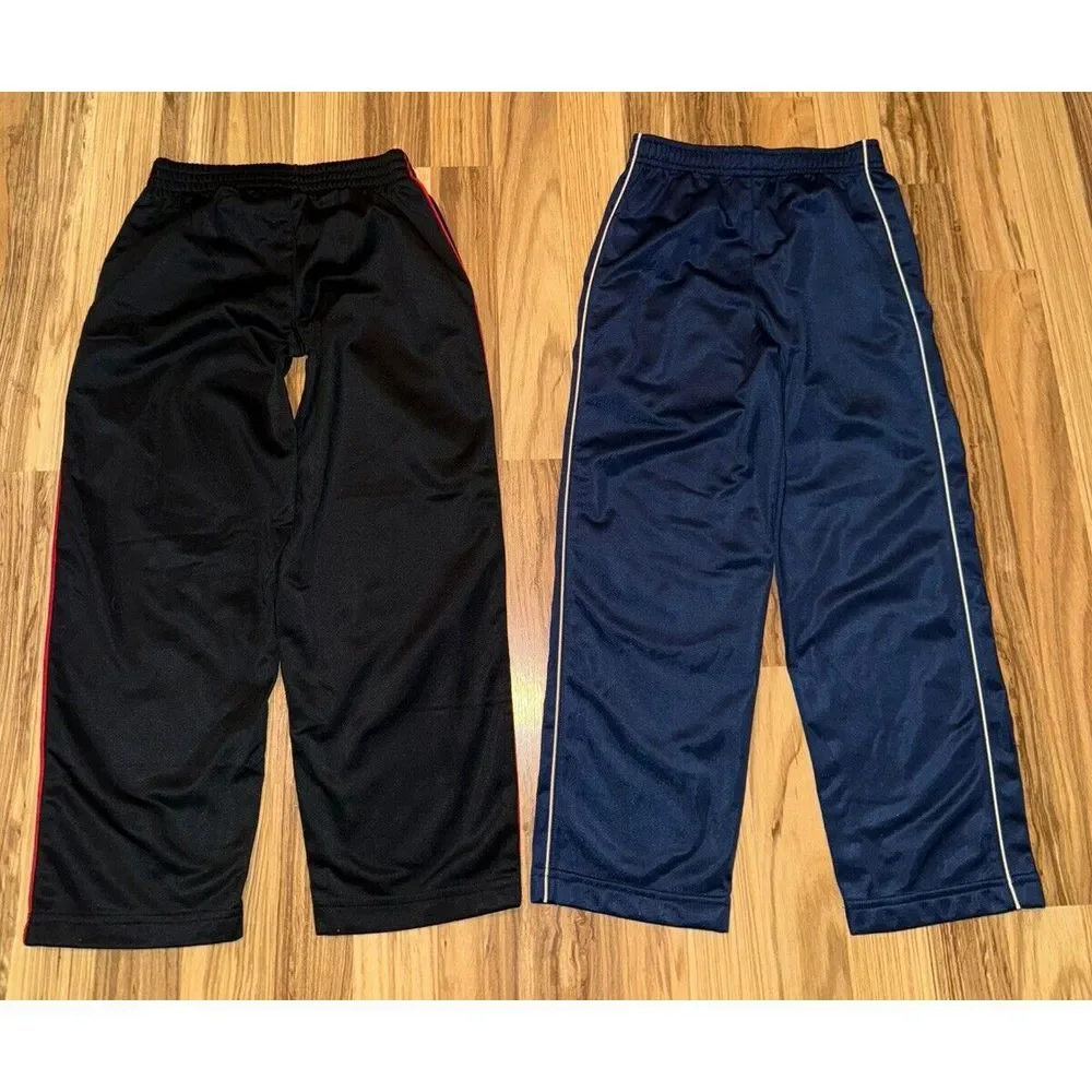 Nike Boys Sweatpants Sz 6 Y2K‎ Wide Leg Dri-fit Navy Blue EUC Black Worn Knee